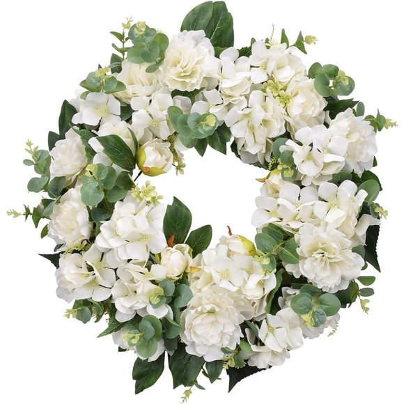 22-24 Inch Hydrangeas Spring Artificial Wreath for Front Door - Picture 1 of 4